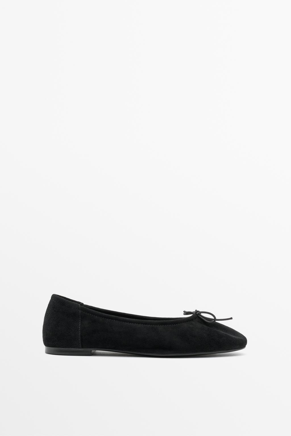 Massimo Dutti Замшевые балетки с бантом, черный