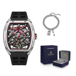 STARKING Steel Core Collection Mechanical Movement Silicone Strap Watch Men"s Watches Black Dial