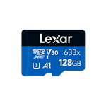 Карта памяти Lexar High-Performance 633x Blue microSDXC 128GB UHS-I U3 V30 A1, R/W 100/45 МБ/с с ада
