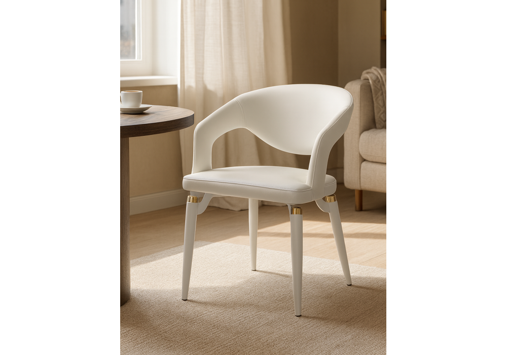 Стул на металлокаркасе Woodville Palma white, white and gold