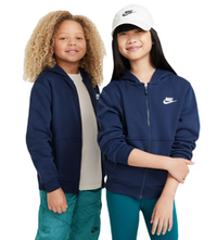 Детская теннисная куртка Nike Kids Club Fleece Full-Zip - midnight navy/white