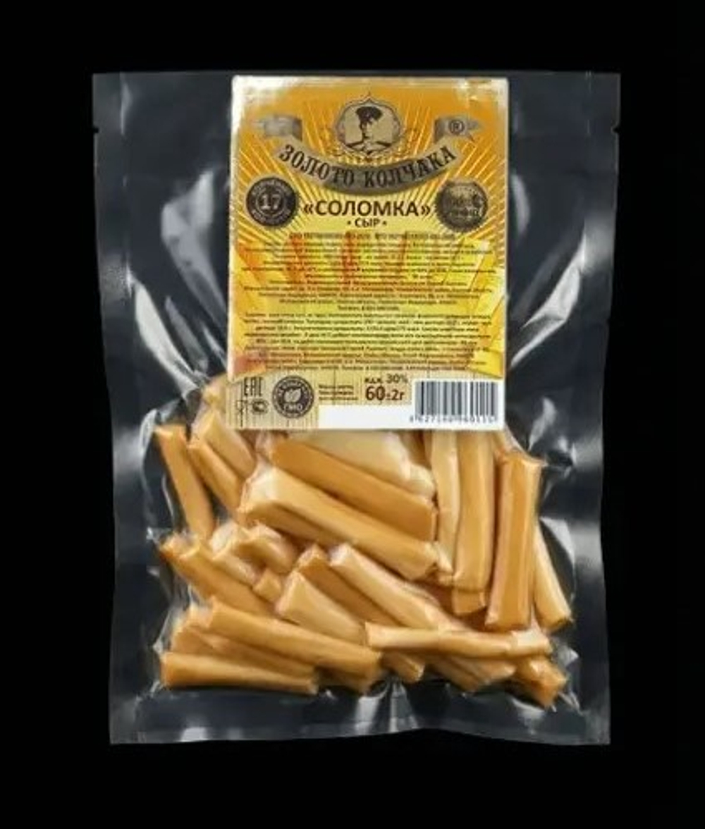 Соломка копченая Сыр "Золото Колчака" в/у 60гр (50шт)