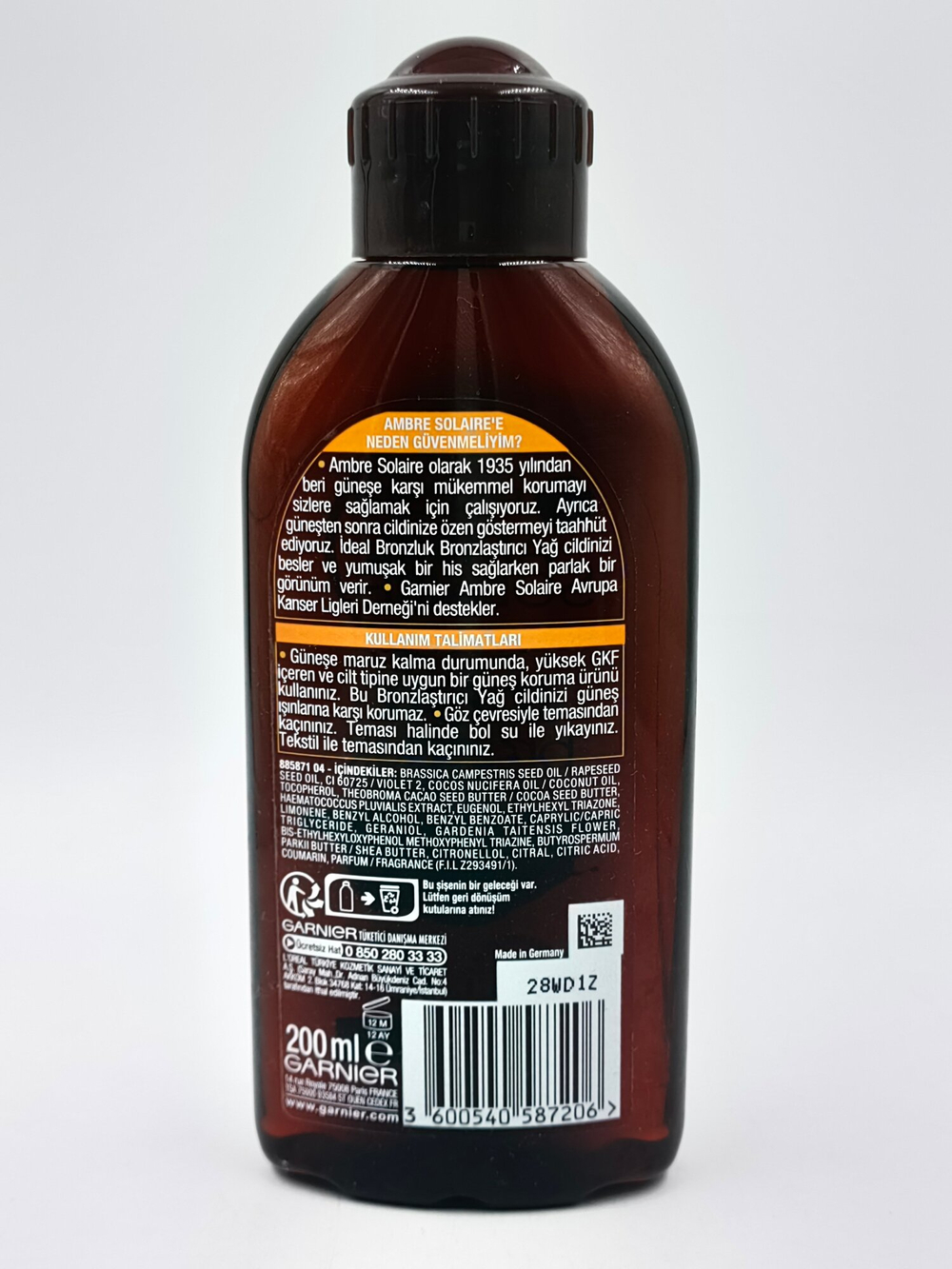 Garnier Ambre Solaire Масло для загара с маслом кокоса 200 мл (из Финляндии )