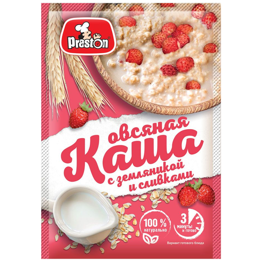 Каша овсяная Preston с земленикой и сливками 37 гр