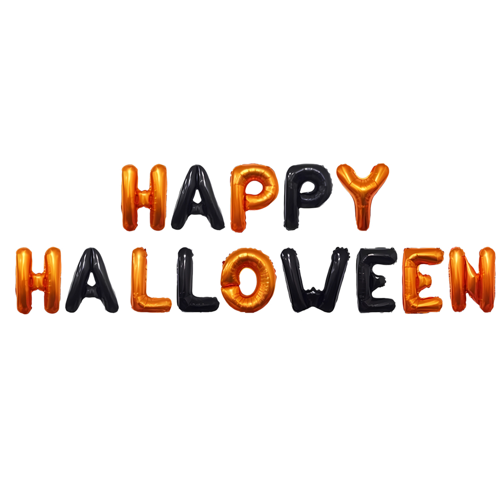 Набор шаров растяжка "Happy Halloween" (16''/41 см) Черный, Оранжевый, 1 шт. в уп.