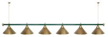 Лампа STARTBILLIARDS 6 пл. (плафоны антик медь,штанга зеленая,фурнитура золото)