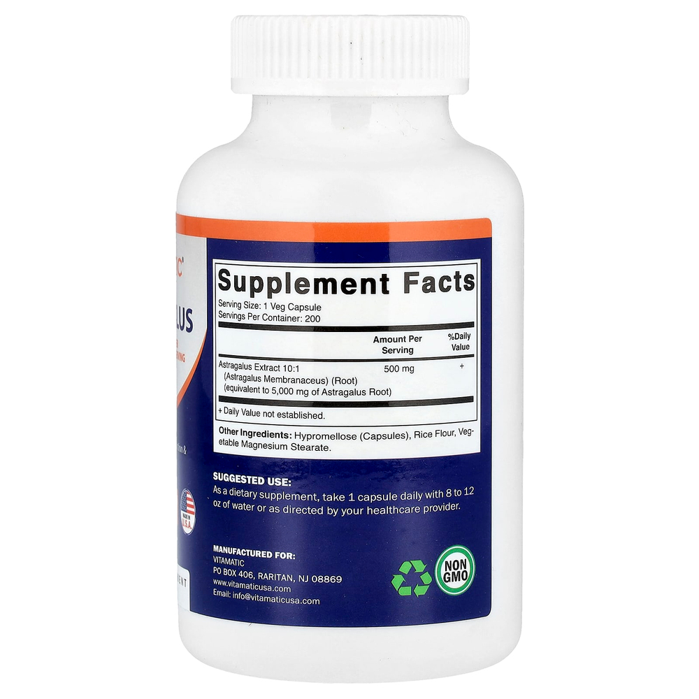Vitamatic, Астрагал, 5000 мг, 200 вегетарианских капсул