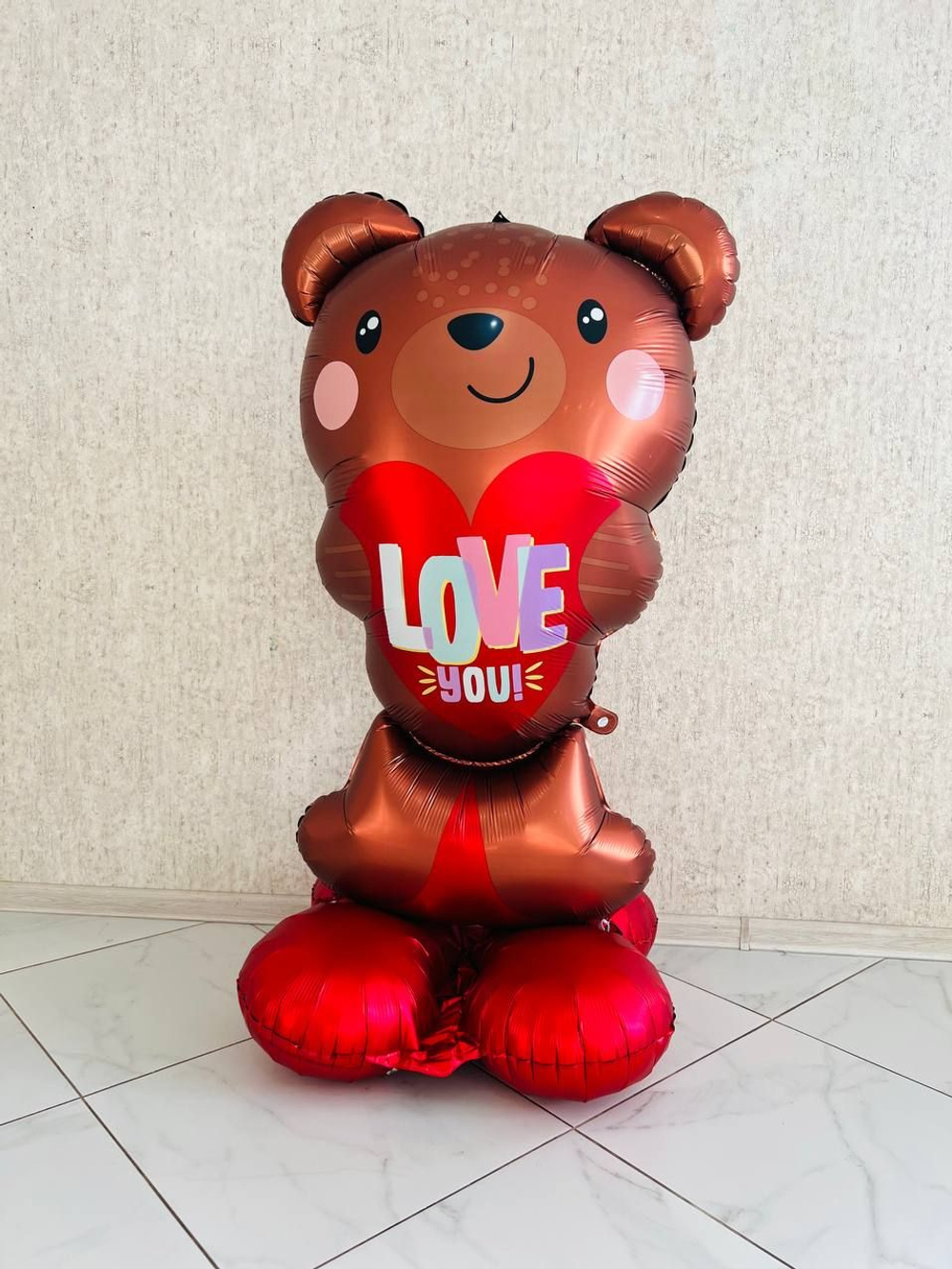 Фольгированный шар-фигура «Мишка с сердцем LOVE» AIR, 124 см