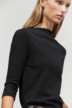 Massimo Dutti Футболка из смесового хлопка с высоким воротом, черный