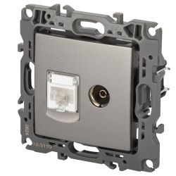Розетка ЭРА Серия 12 12-3110-16 комбинированная RJ45+TV, титан | Эра 12