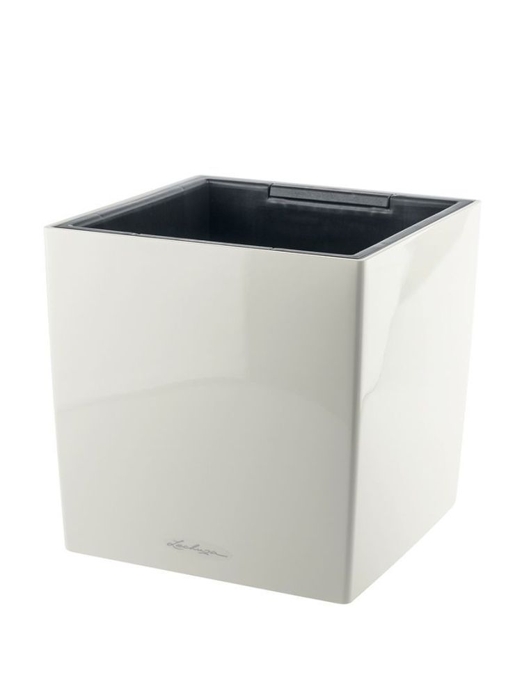 Кашпо Lechuza "Cube Premium Complete white high gloss" (пластик), 30х30хH30 см