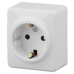 Розетка ЭРА Эксперт 11-2203-01 с заземлением 2P+E Schuko 16A-250В IP20 ОУ белый | Эра Эксперт