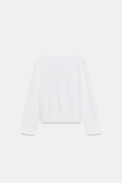 ZARA ТОП С V-ОБРАЗНЫМ ВЫРЕЗОМ И ПУГОВИЦАМИ, БЕЛЫЙ