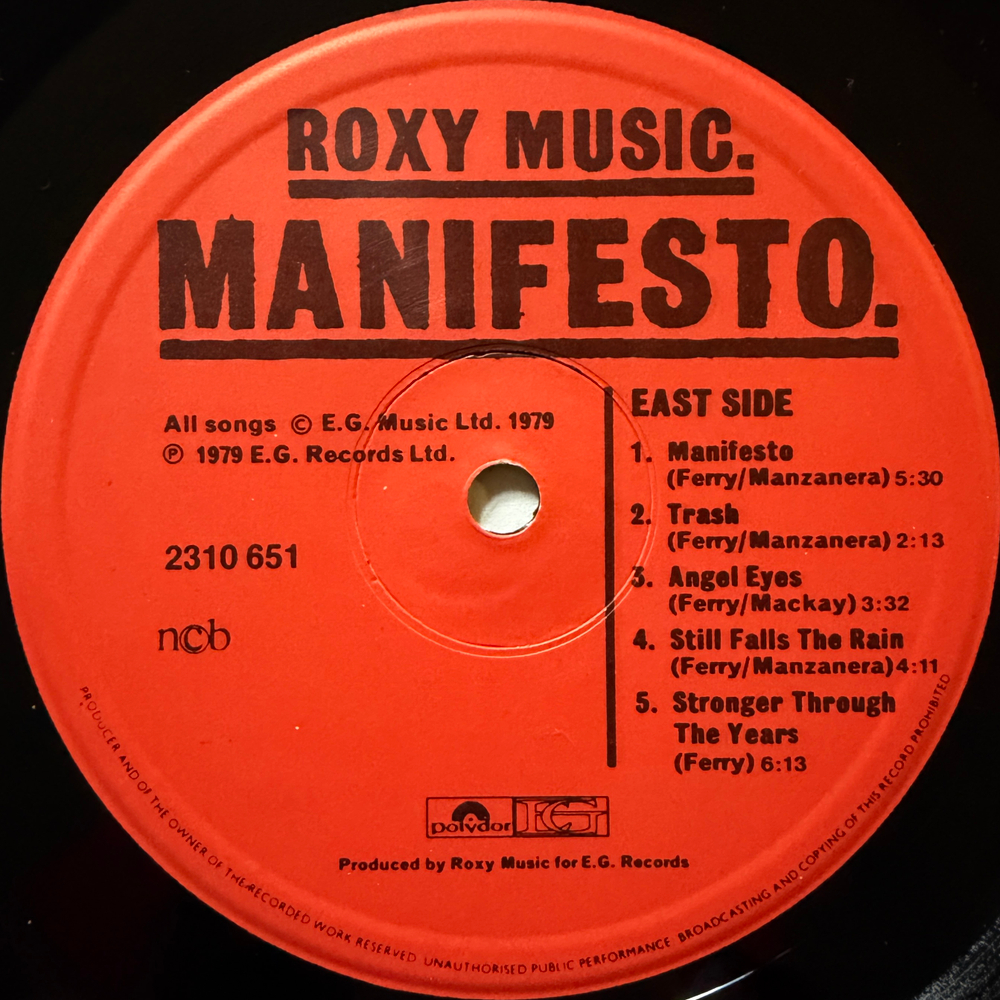 Roxy Music ‎– Manifesto (Скандинавия 1979г.)