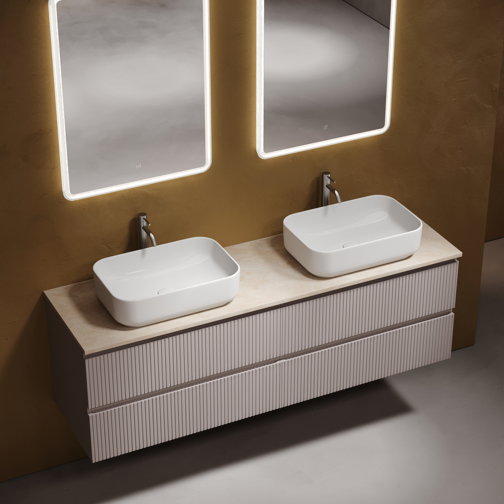 Тумба подвесная Sancos Snob T 790х445х500, c двумя ящиками оснащенными доводчиками, Doha Soft, цвет Kreman, арт. SNT80SM