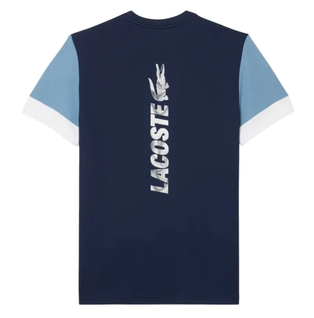 Теннисная футболка Lacoste Sport Printed Colour-Block - navy blue/blue/white