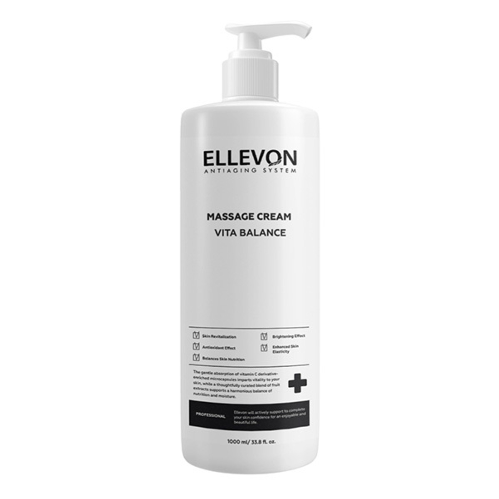 Массажный крем для лица и шеи Вита баланс Ellevon Massage Vita Balance Cream 1000мл