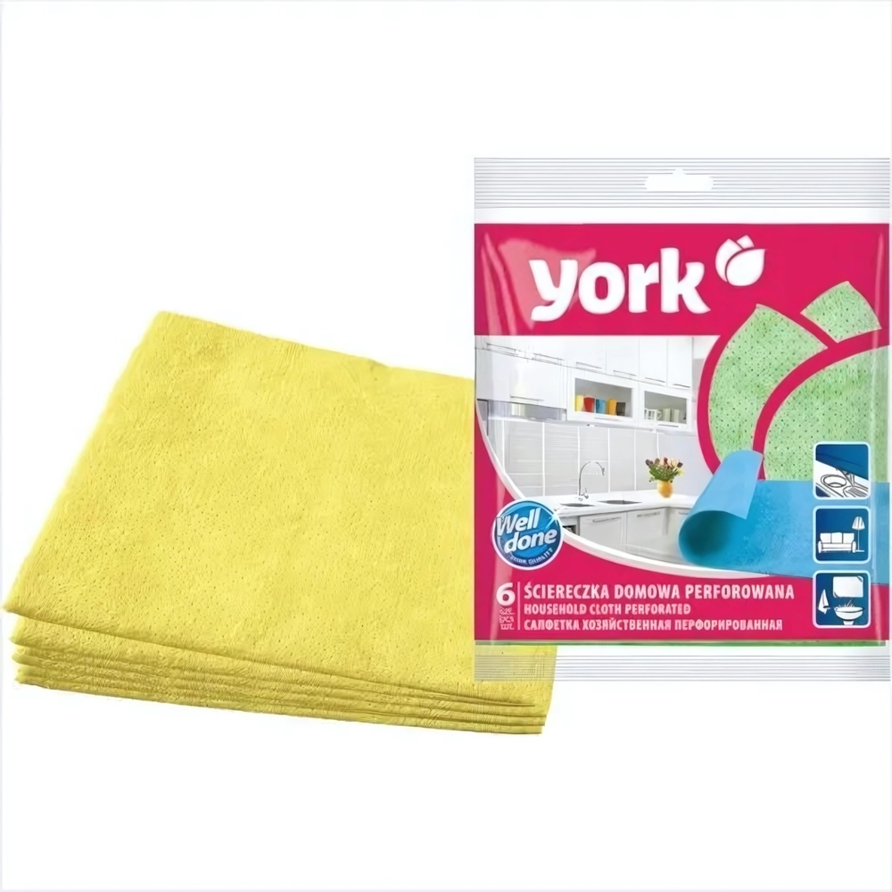 Салфетка вискозная перфорированная YORK 6шт. (34см)