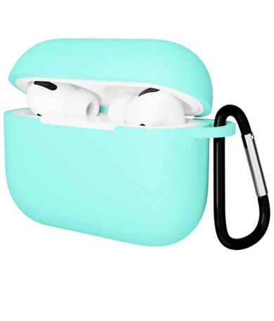 Чехол для Airpods Pro Gurdini прорезиненный soft touch c карабином Мятный тиффани