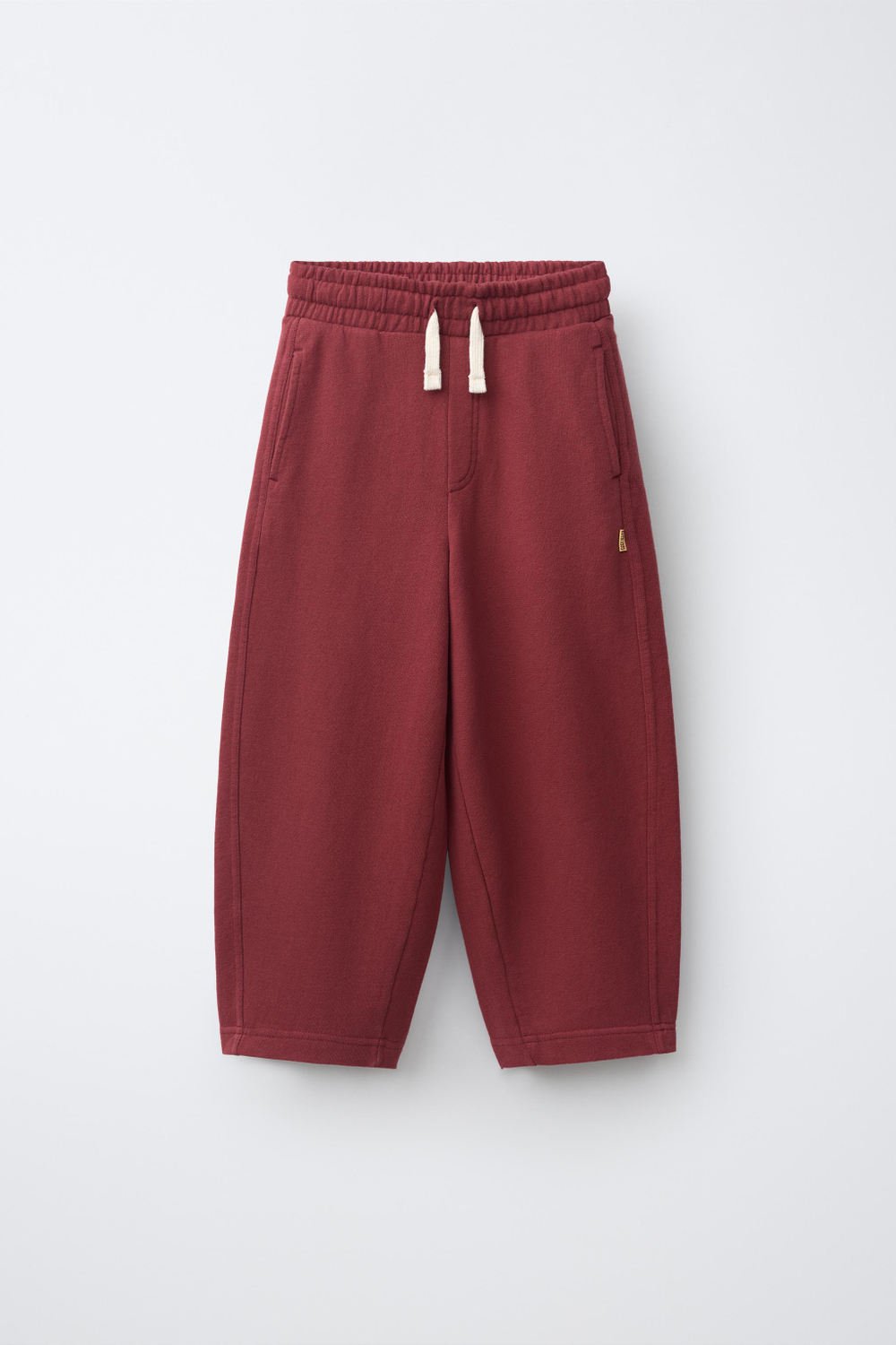 ZARA БРЮКИ-ДЖОГГЕРЫ BARREL ИЗ МЯГКОЙ ТКАНИ, ГРАНАТОВЫЙ