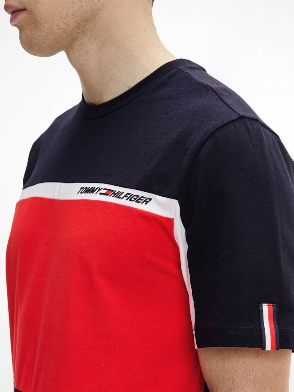 Мужская теннисная футболка Tommy Hilfiger Colorblocked SS Tee - desert sky