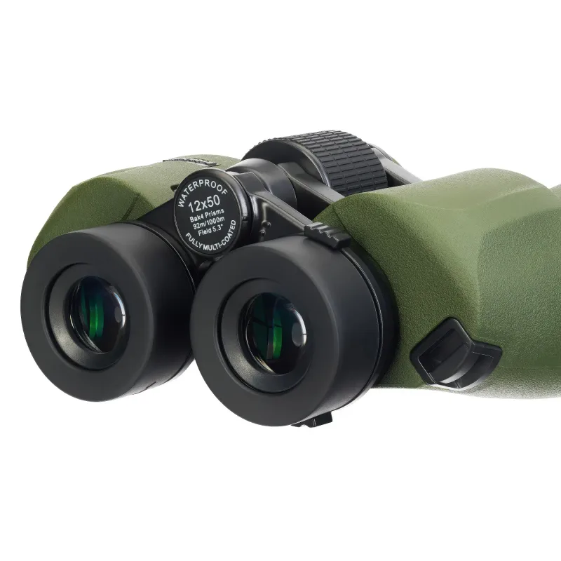 Бинокль Levenhuk Army 12x50 с сеткой, задний вид, окуляры и барабан фокусировки