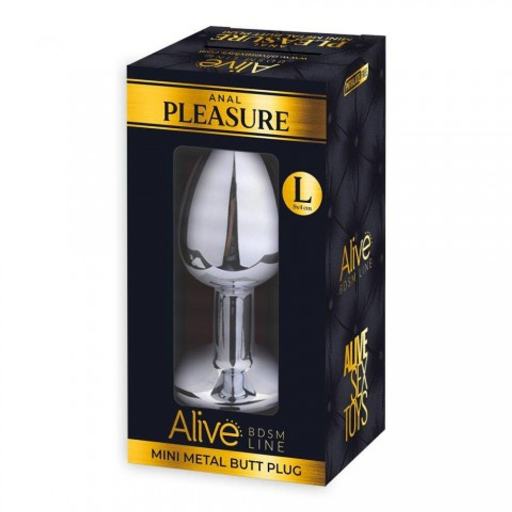 Анальная пробка маленькая Alive Anal Pleasure, металл с красным кристаллом L: 9х4,1 см