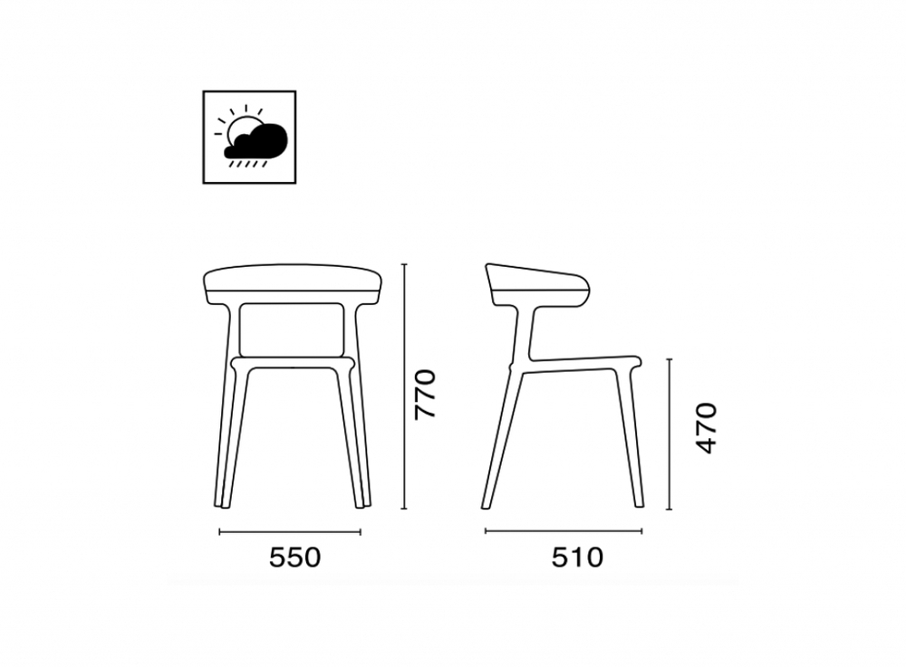 Кресло пластиковое Papatya Luna, антрацит, оранжевый