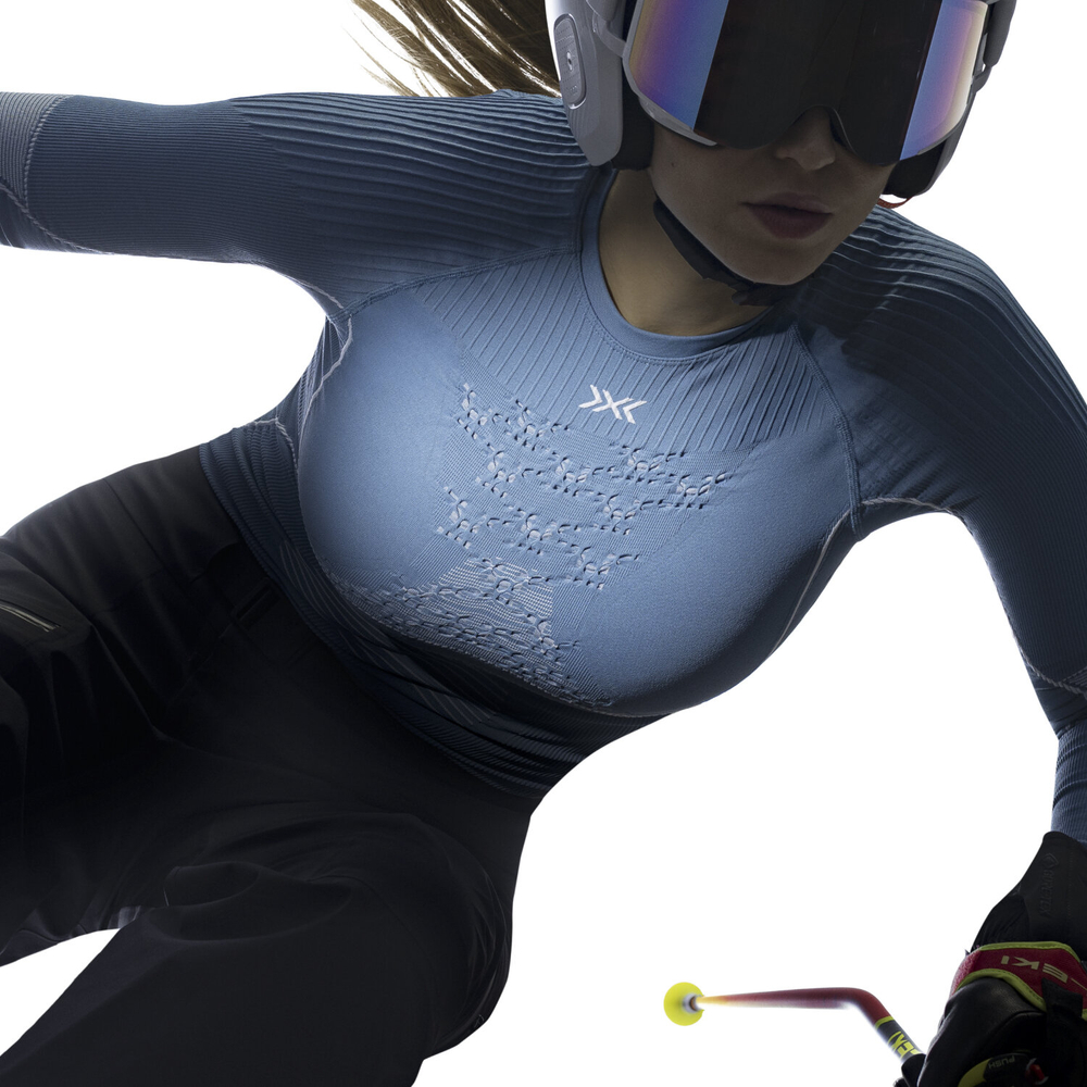 Лонгслив женский X-Bionic Energy Accumulator 4.0 Shirt Lg Sl Minerall Blue/Arctic White
