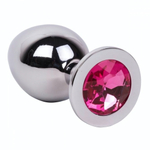 Большой стальной плаг с розовым кристаллом Pink Bubble Gum - 9,5 см. (Цвет: розовый)