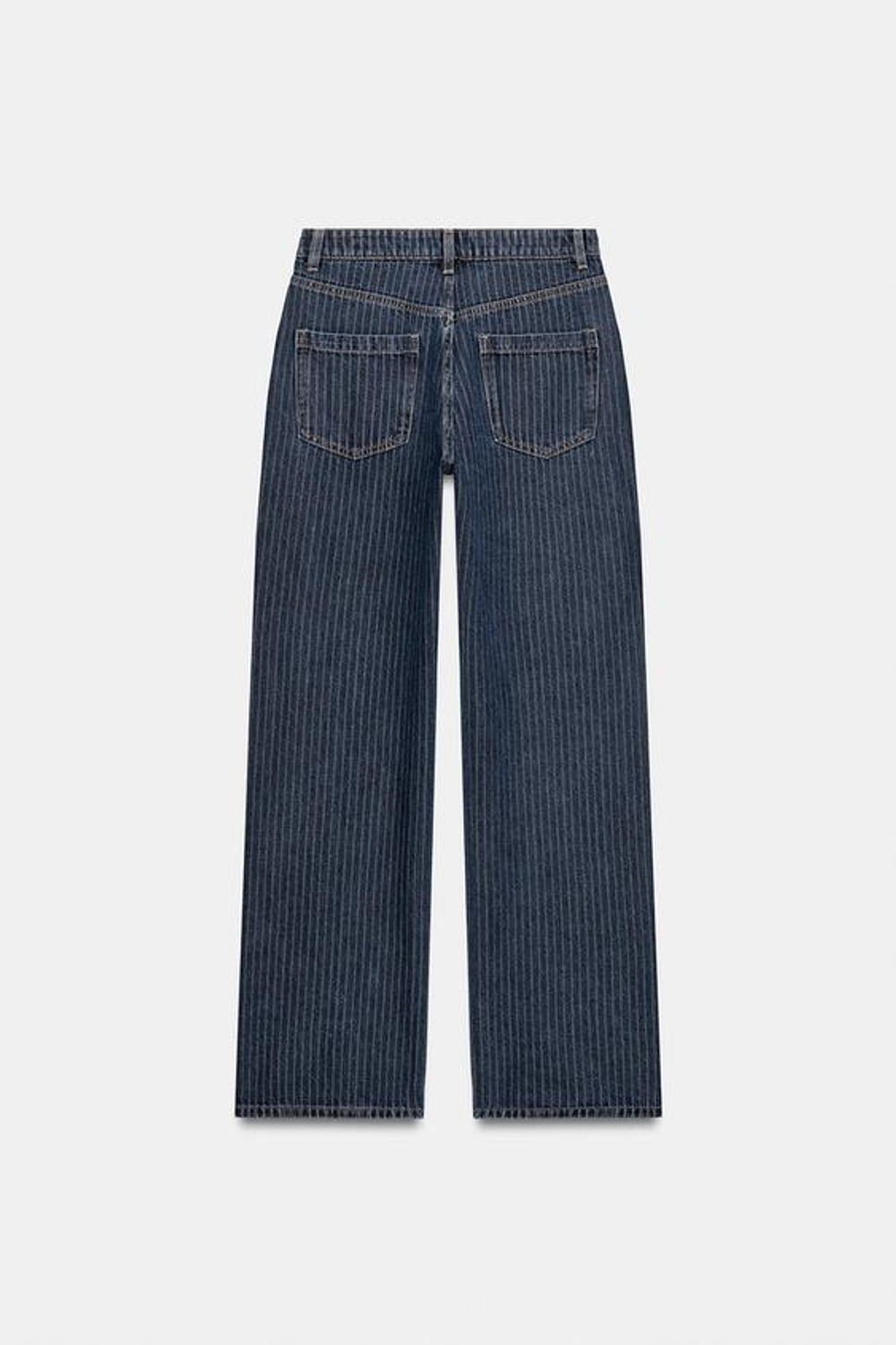 ZARA ДЖИНСЫ Z1975 ПРЯМОГО КРОЯ С НИЗКОЙ ПОСАДКОЙ В ПОЛОСКУ, СИНИЙ