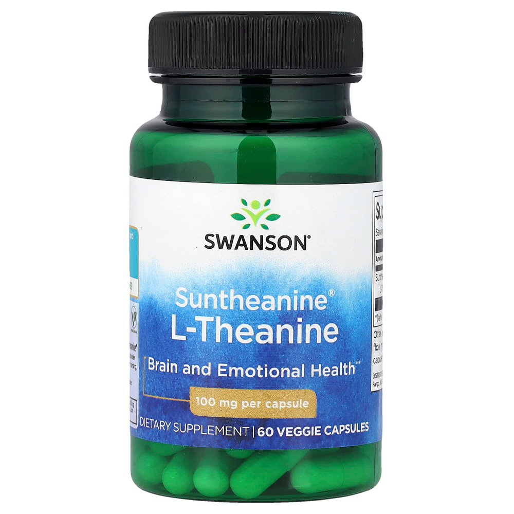 Swanson Vitamins, L-теанин Suntheanine®, 100 мг, 60 растительных капсул
