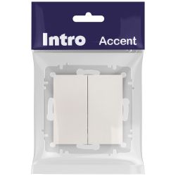 Переключатель Intro Accent 6-107-06 двойной, 10А-250В, IP20, СУ, AL/CU, перламутр | Intro