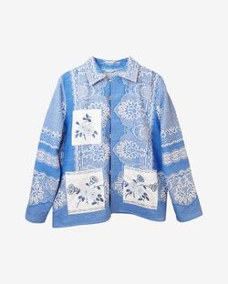 Куртка Украшенная Светло-Голубыми Цветами / Light Blue Flowers Jacket синяя