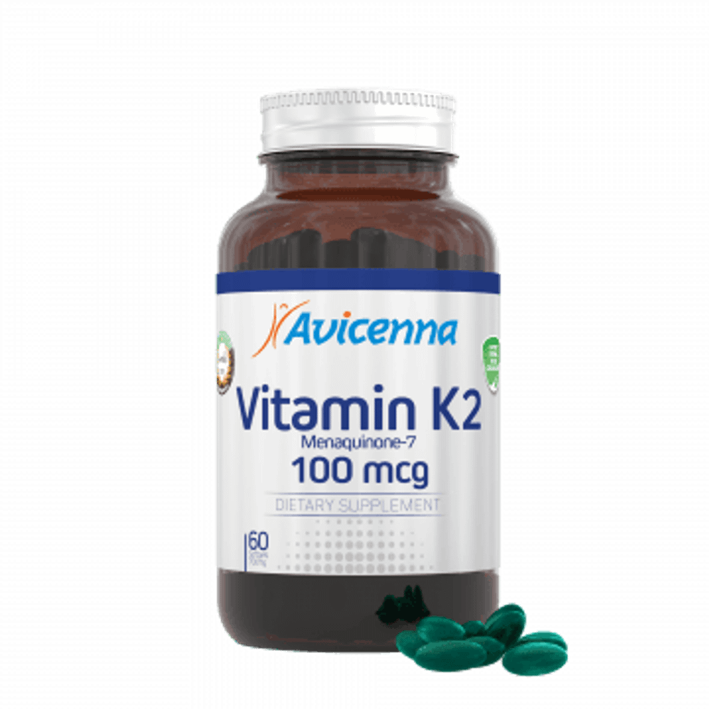 Avicenna® Vitamin K2 МК-7, Витамин К2 для правильного усвоения кальция и укрепления костной ткани, 60 капсул.