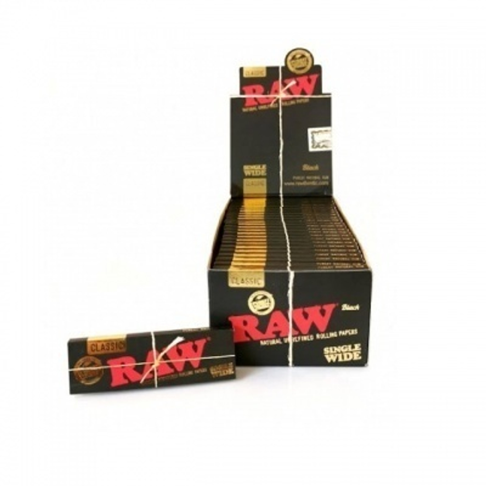Бумага для сигарет блок "RAW" Single WIde Black 50л*50шт