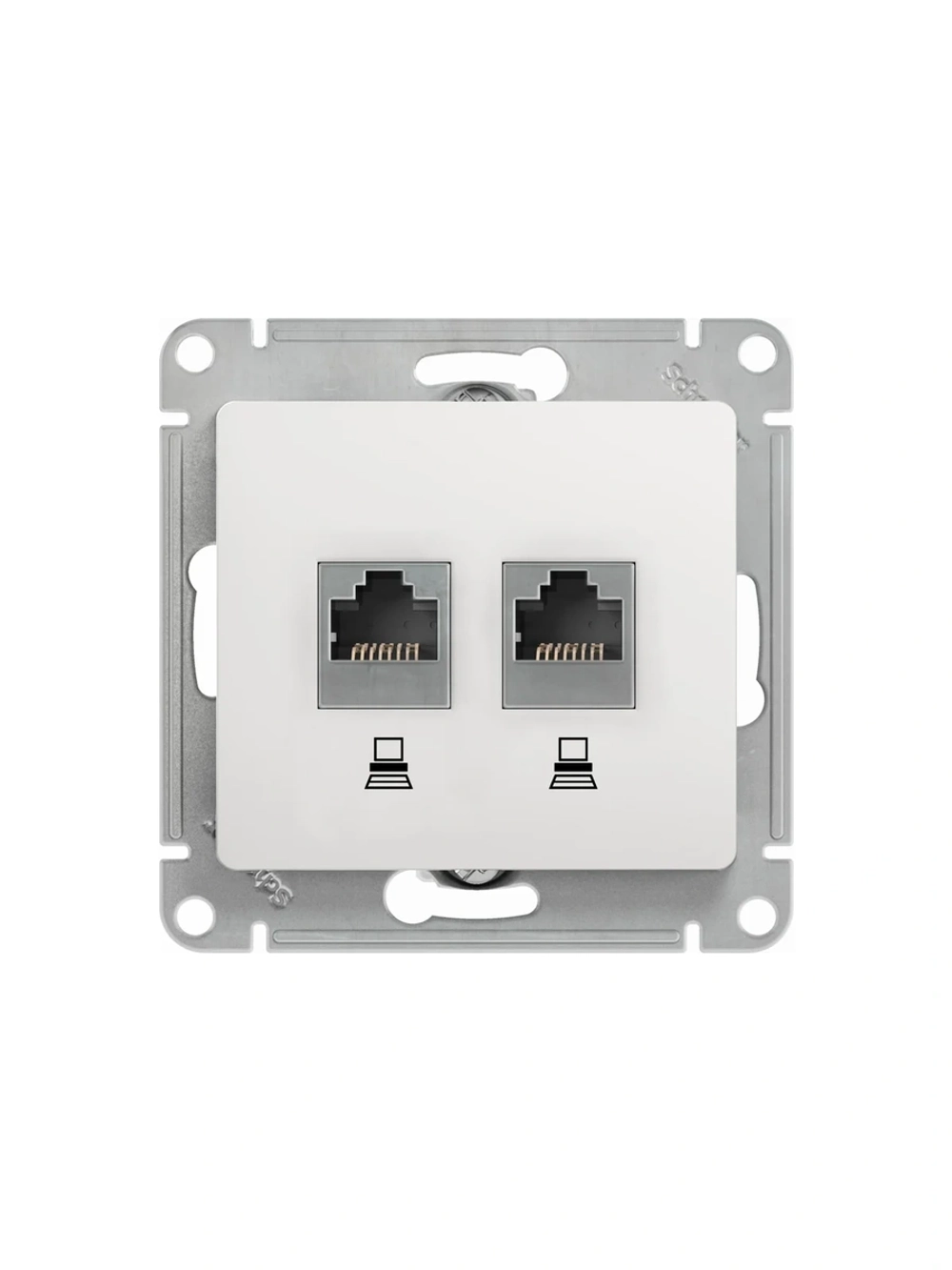 Механизм компьютерной розетки Systeme Electric 2-м Glossa RJ45+RJ45 кат.5е белый SchE GSL000185KK 463574
