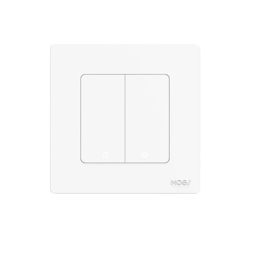 Умный двухклавишный WiFi выключатель MOES 10A/2200Вт, Белый (Работает с Алисой, SmartLife, Tuya)