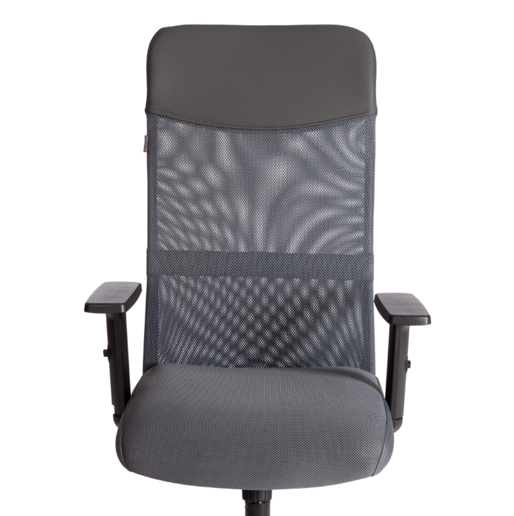 Practic (Tetchair) Кресло офисное (ткань/кожзам серый/металлик)