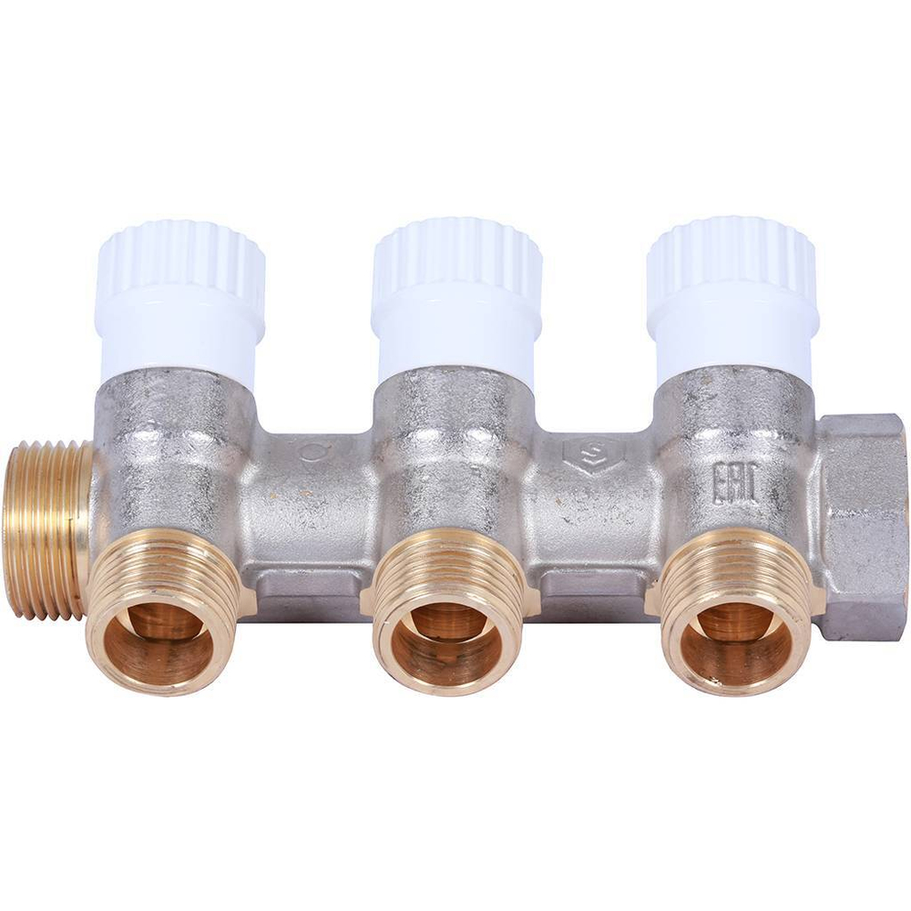 Коллектор распределительный  3/4", 3 отвода 1/2" плоское уплотнение