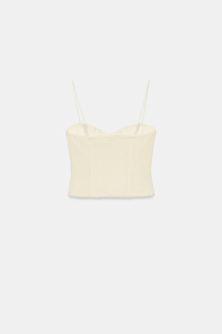 ZARA ТОП-КОРСЕТ С ЦВЕТАМИ, СВЕТЛО-ЖЕЛТЫЙ