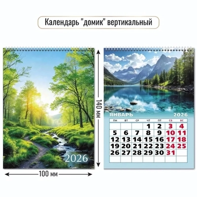Календарь-домик вертикальный 2026 природа