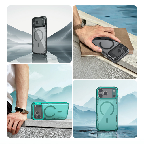 Чехол прозрачный черного цвета с MagSafe на iPhone 17 Pro и 18 Pro, серия Iceblade Prop Magnetic (версия с прозрачной крышкой объектива) от Nillkin
