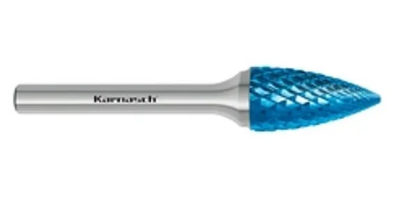 Борфреза твердосплавная Karnasch форма B, 6х18х6х50 мм, насечка HP-11 Micro, покрытие Blue-Tec, арт. 11.6081-010