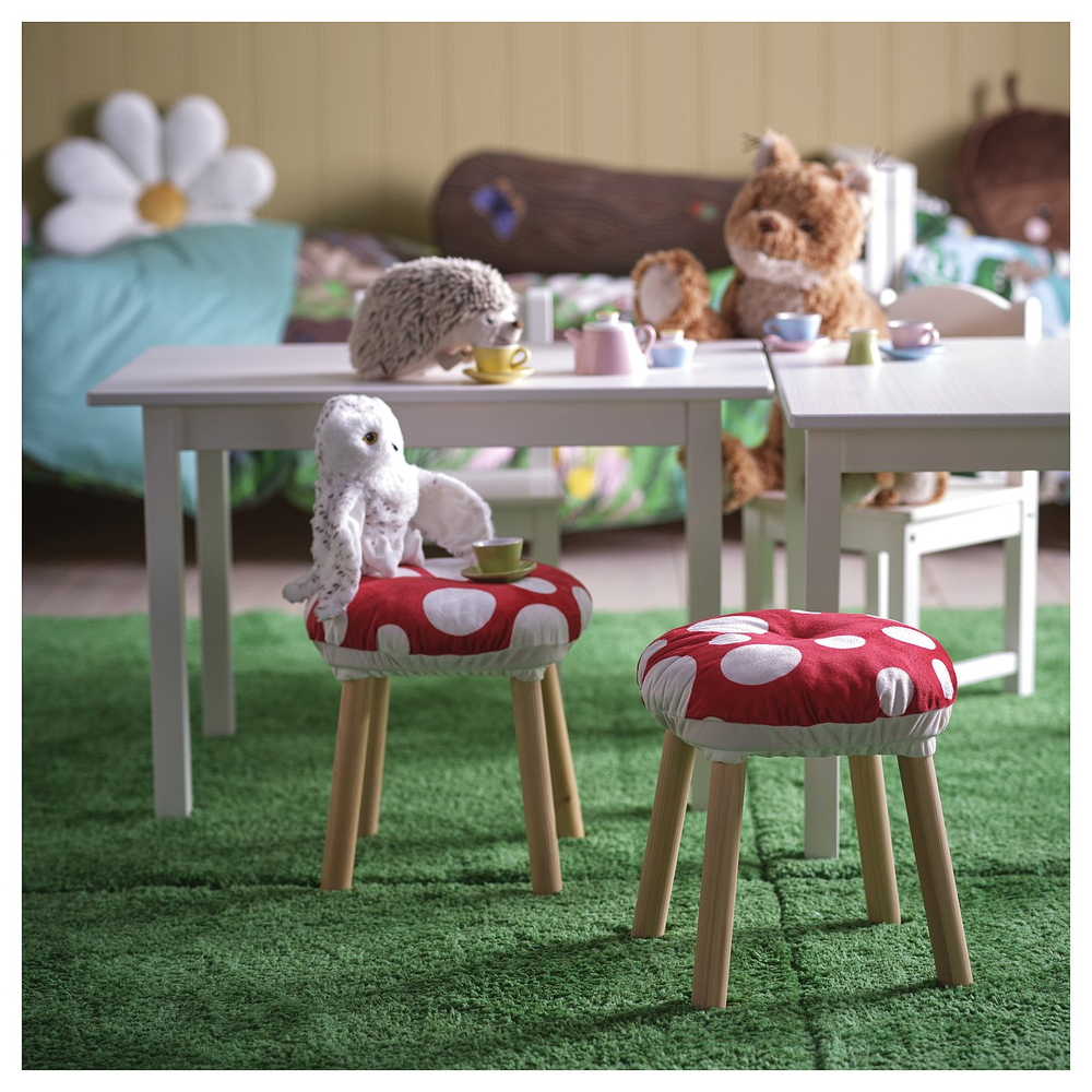 IKEA SKOGSDUVA  (ИКЕА СКОГСДУВА)  -  Чехол на табурет - в форме мухомора/красный белый
