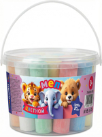 Мел цветной в ведре "Милые зверята" 20шт Jumbo утолщенный (Funguru)
