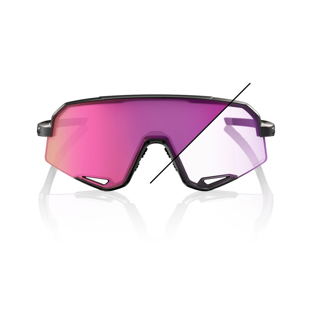 Спортивные очки с диоптриями 100% SLENDALE - Gloss Black - Photochromic Purple Mirror