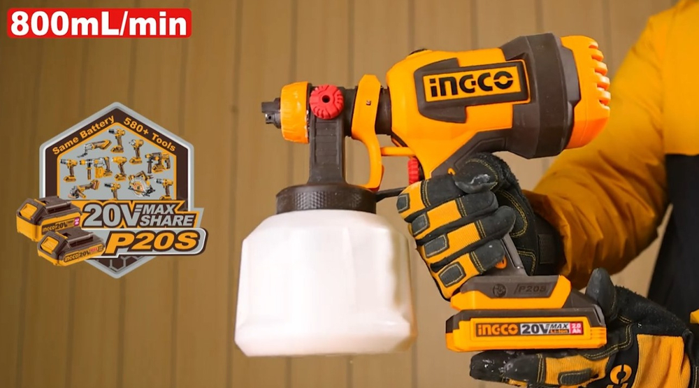 Краскопульт аккумуляторный INGCO CSGLI2004 20 В 120DIN