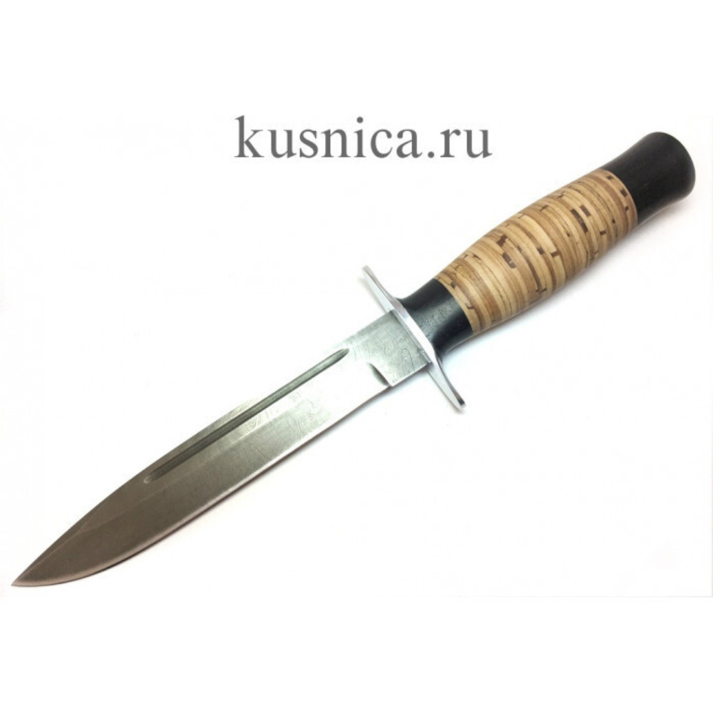 Нож Вишня, дамасская сталь, рукоять береста и граб