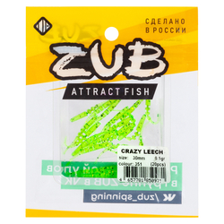 Приманка ZUB-CRAZY LEECH 30мм(1,2")-20шт, (цвет 351) шартрез с блестками